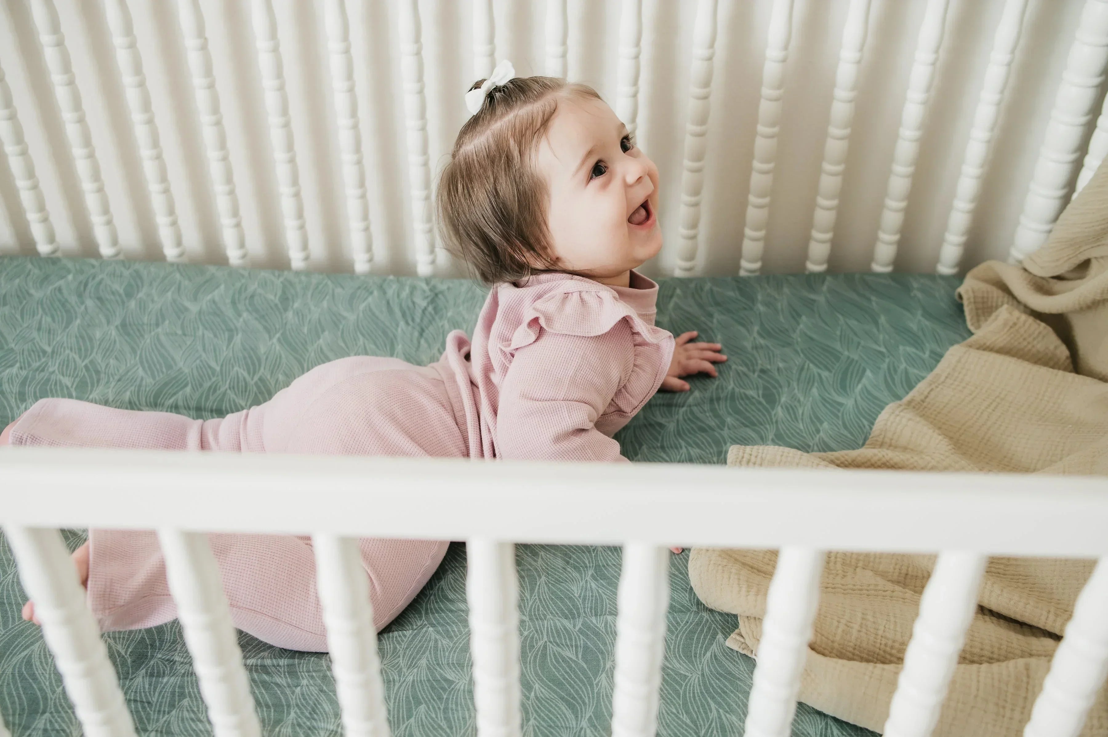 Organic Bamboo Blend Crib Sheet in Beanstalk Cradle Comforts Co.