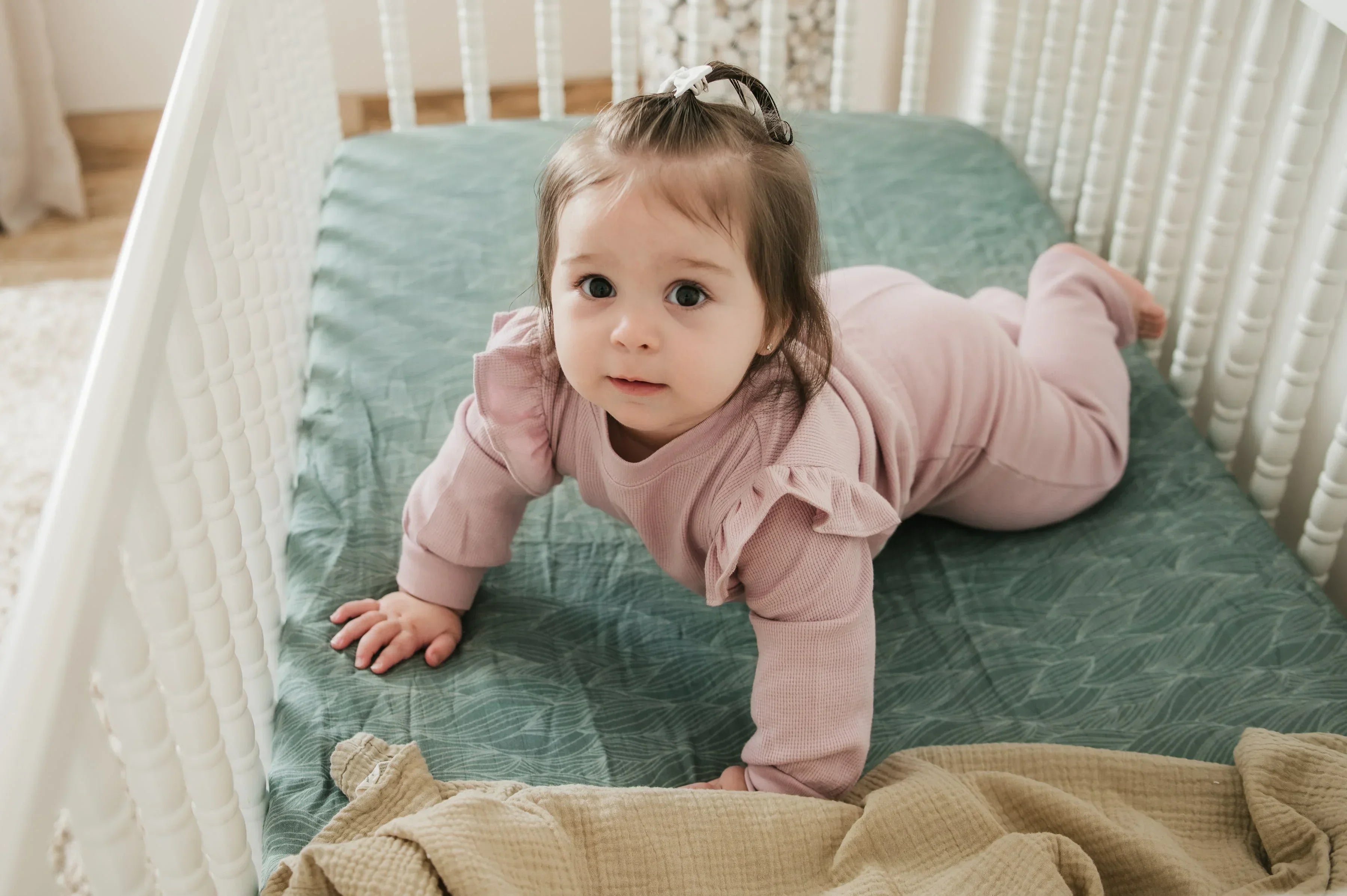 Organic Bamboo Blend Crib Sheet in Beanstalk Cradle Comforts Co.
