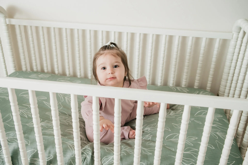 Organic Bamboo Cotton Blend Crib Sheet in Natural Oasis Willow Cradle Comforts Co.