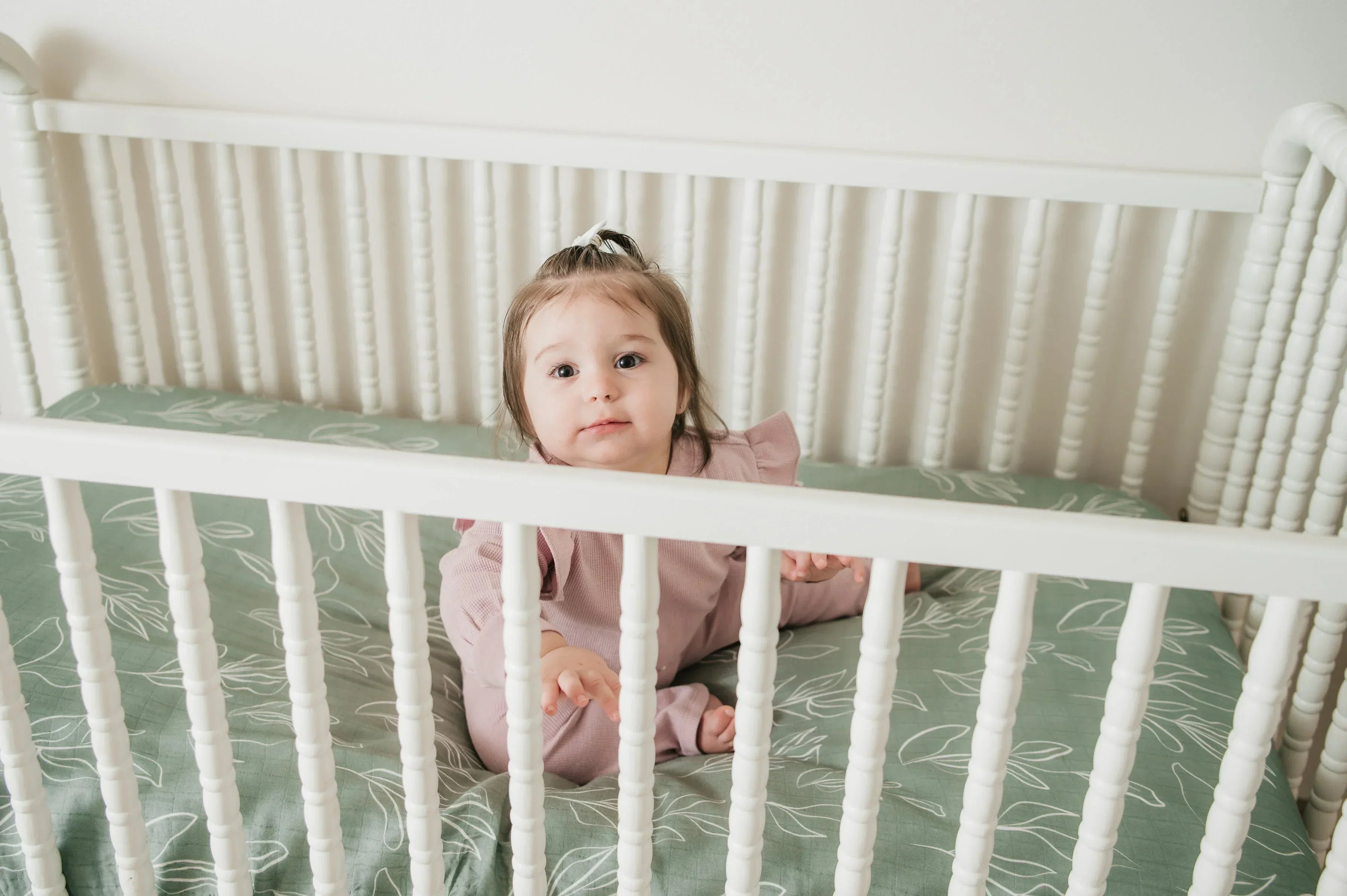 Organic Bamboo Cotton Blend Crib Sheet in Natural Oasis Willow Cradle Comforts Co.