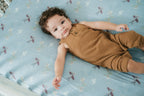 Organic Bamboo Cotton Muslin Crib Sheet in Dreamy Planes Cradle Comforts Co.