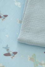 Organic Bamboo Cotton Muslin Crib Sheet in Dreamy Planes Cradle Comforts Co.