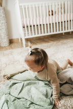 Organic Bamboo Cotton Muslin Swaddle Blanket in Natural Oasis Willow Cradle Comforts Co.