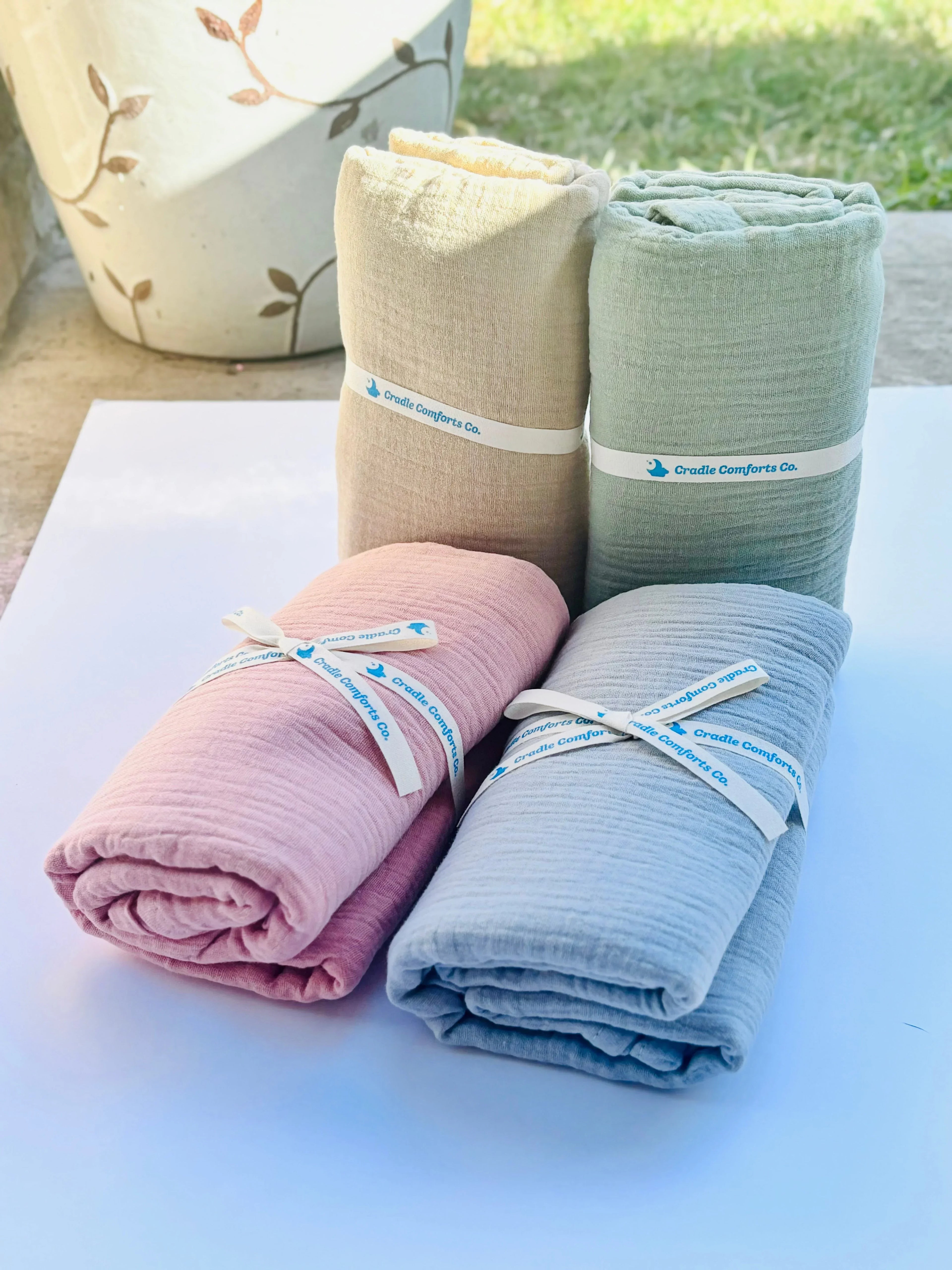 Organic Cotton Gauze Muslin Swaddle Blanket Cradle Comforts Co.
