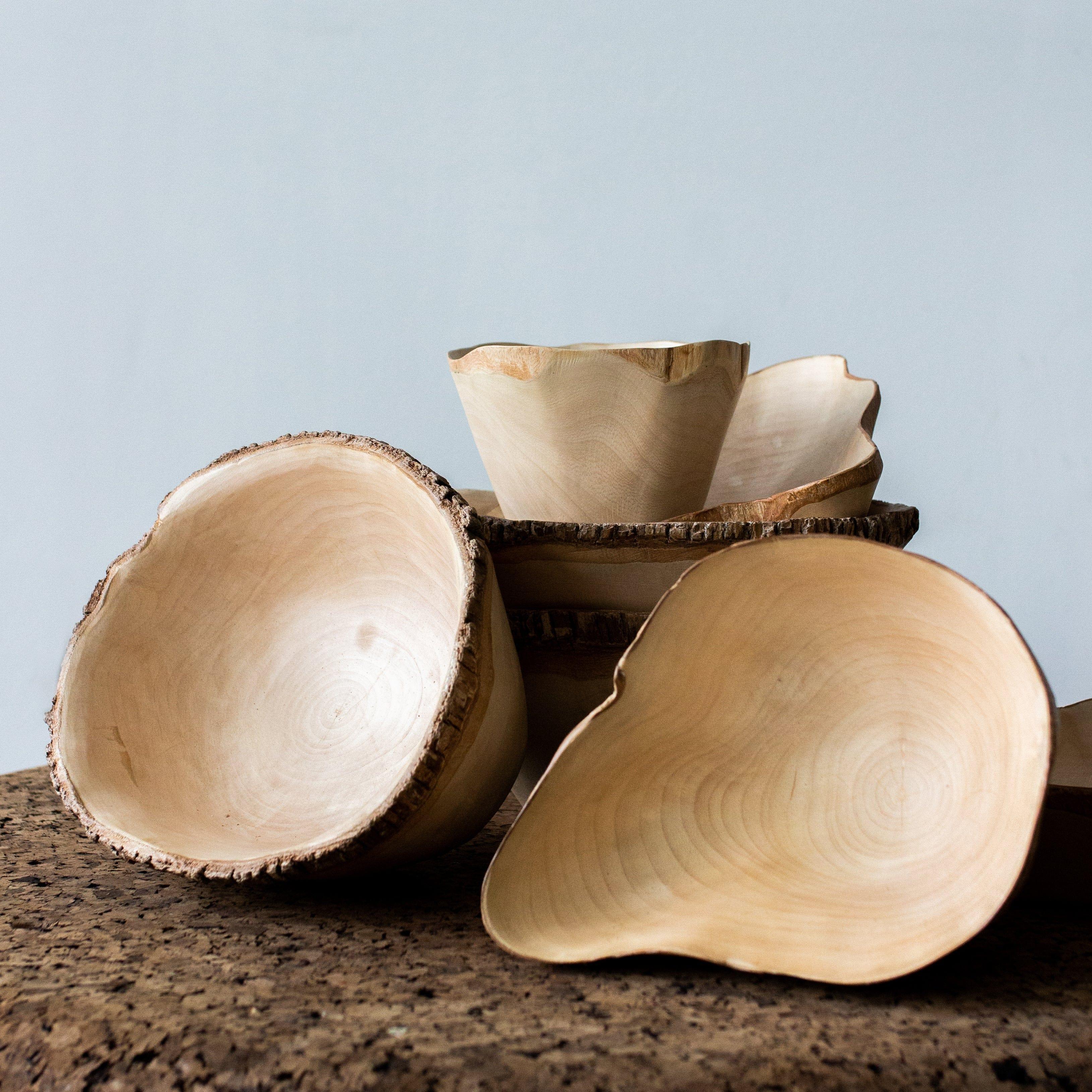Jacaranda Hand-carved Wood Trinket Bowl Kanju Interiors