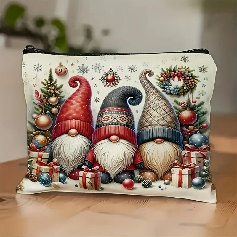 Cosmetic Bag Nylon Makeup Organizer with Zipper Closure, Large Capacity, Gnome Design, Multiple Colors - House Of Avana