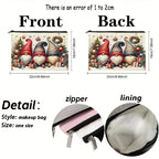 Cosmetic Bag Nylon Makeup Organizer with Zipper Closure, Large Capacity, Gnome Design, Multiple Colors - House Of Avana