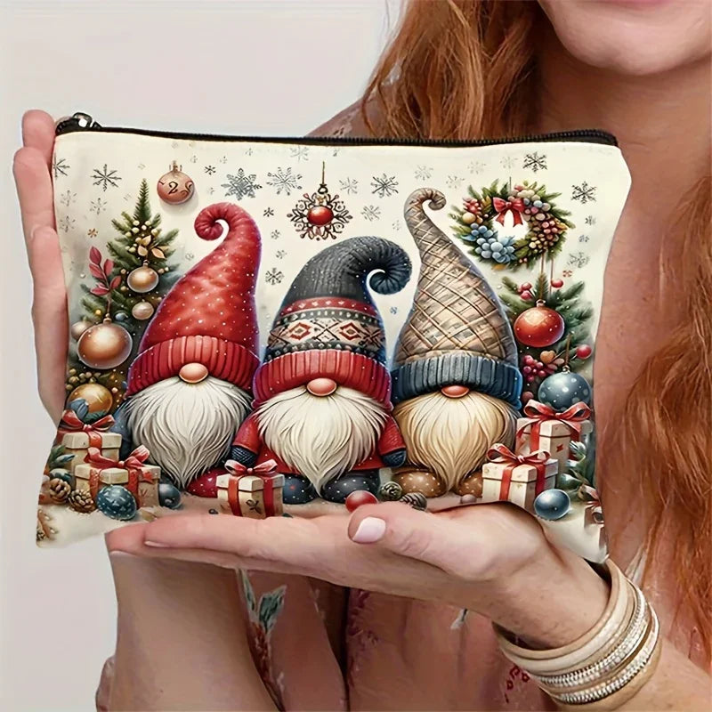 Cosmetic Bag Nylon Makeup Organizer with Zipper Closure, Large Capacity, Gnome Design, Multiple Colors - House Of Avana