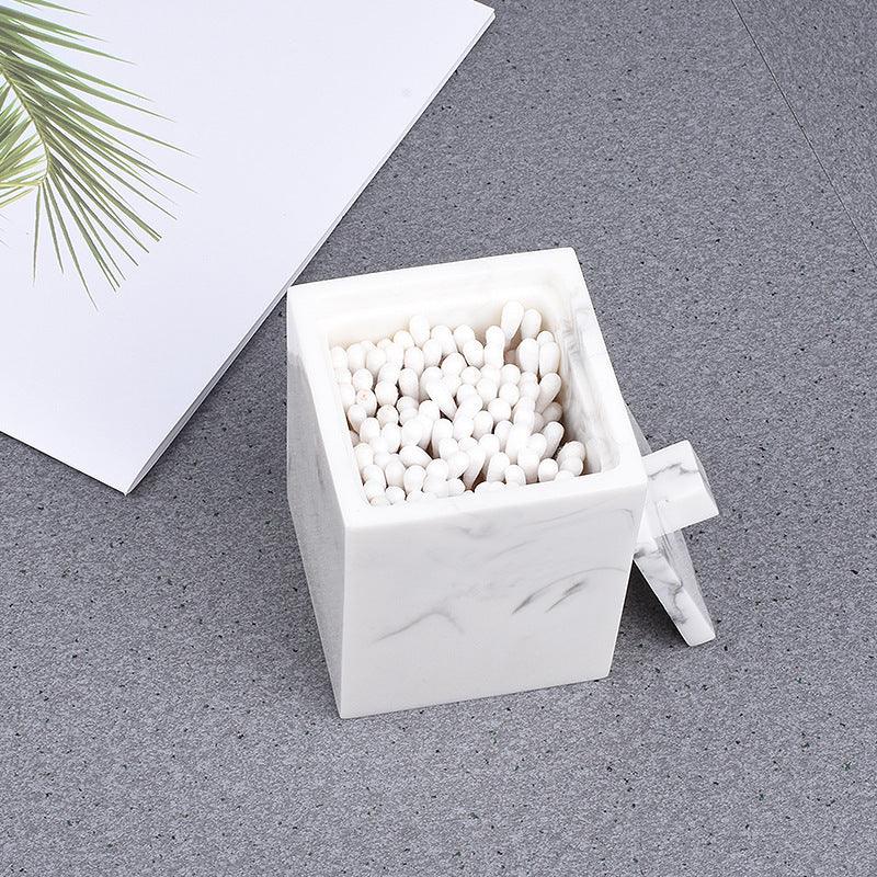 Marble-like Cosmetic Organizer Box - Elegant Bathroom & Kitchen Storage Case, Compact Vanity Organizer... - House Of Avana