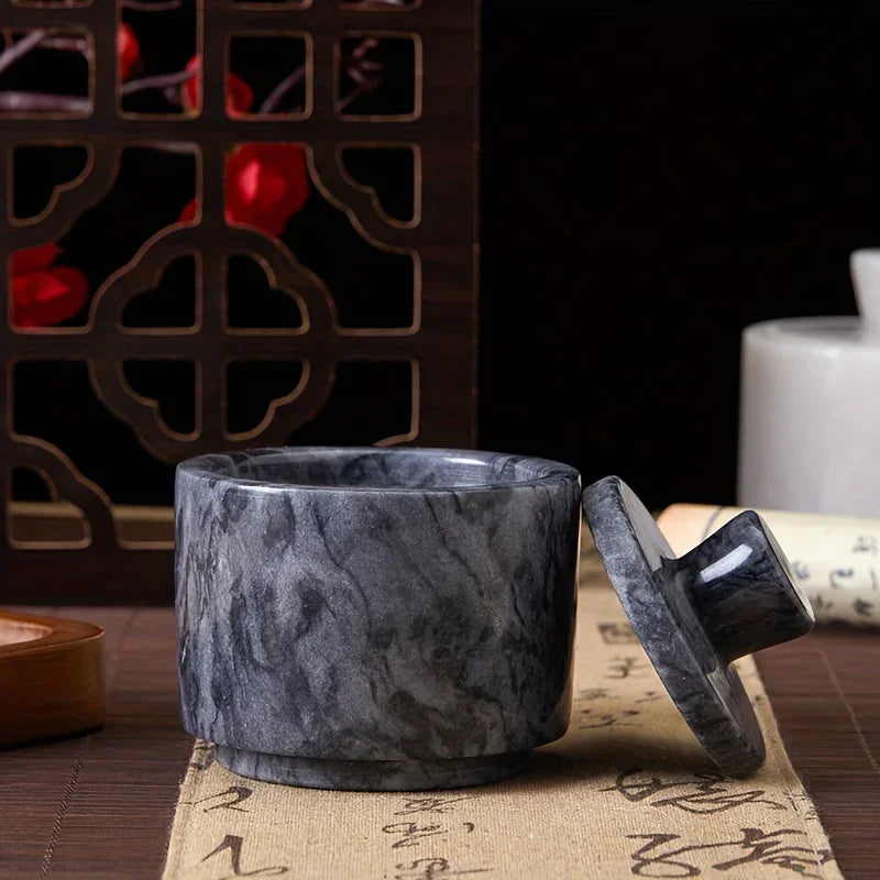 Elegant Marble Salt and Pepper Shaker with Lid - Premium Spice Storage Jar, Kitchen Organizer, Refined... - House Of Avana