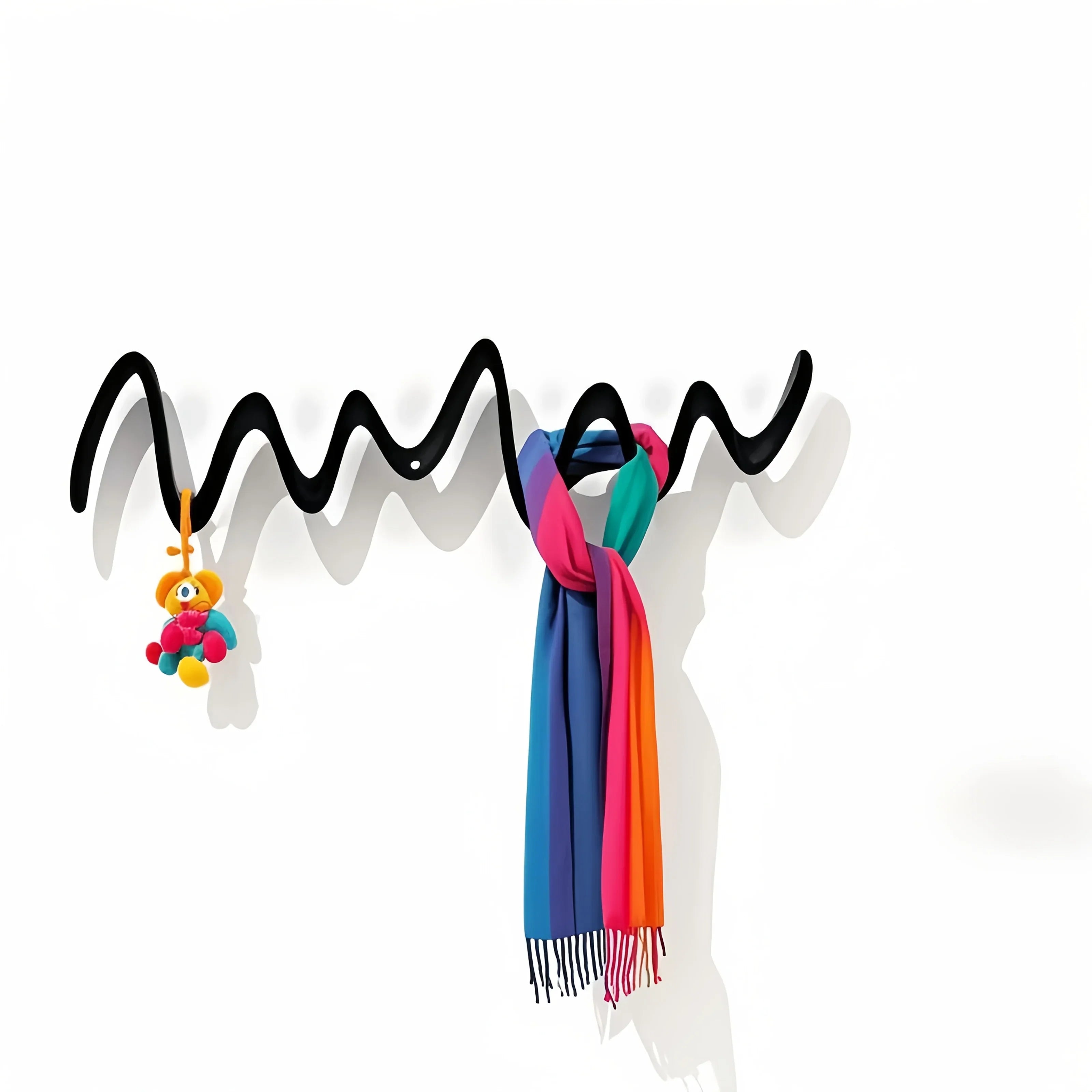 Creative Metal Wavy Wall Hook, Strong Load-bearing Capacity, Multi-functional Storage Organizer for... - House Of Avana