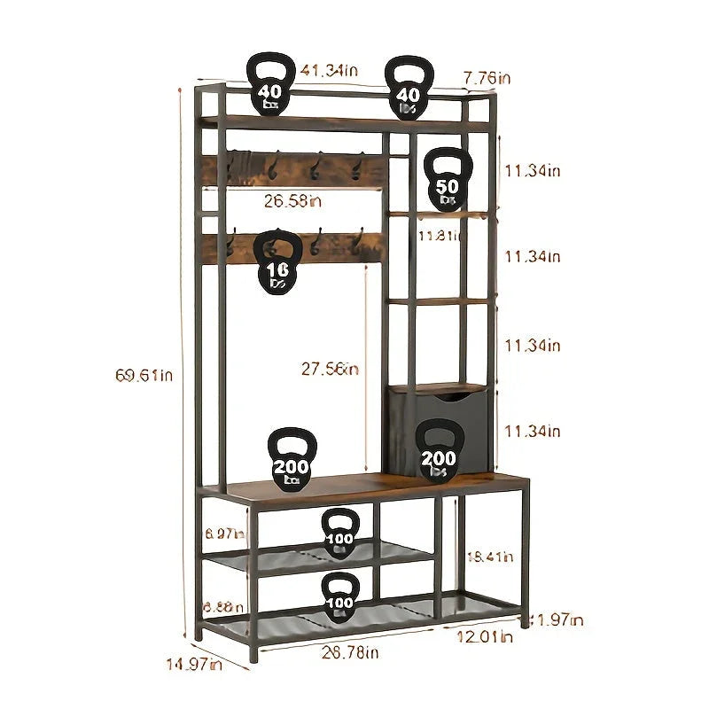 3-in-1 Entryway Organizer with Hooks & Shelf - House Of Avana