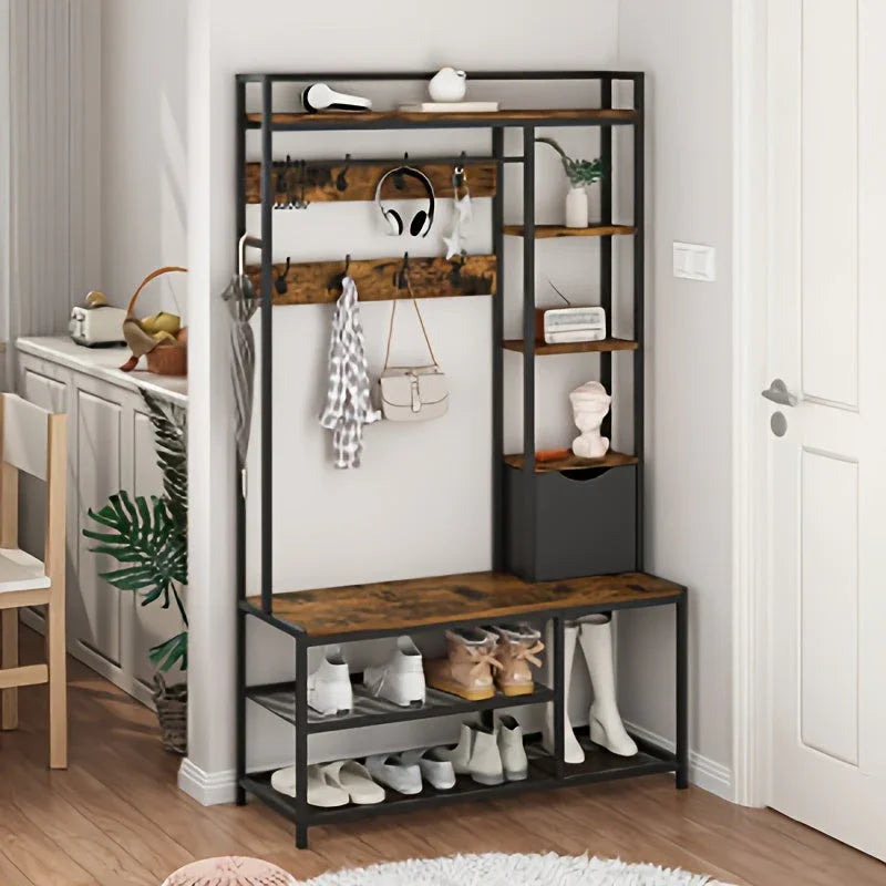 3-in-1 Entryway Organizer with Hooks & Shelf - House Of Avana
