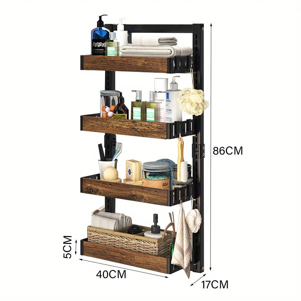 4-tier Shower Caddy - Over-the-door & Wall-mountable Organizer with Hooks, Dual-use (adjustable Height... - House Of Avana