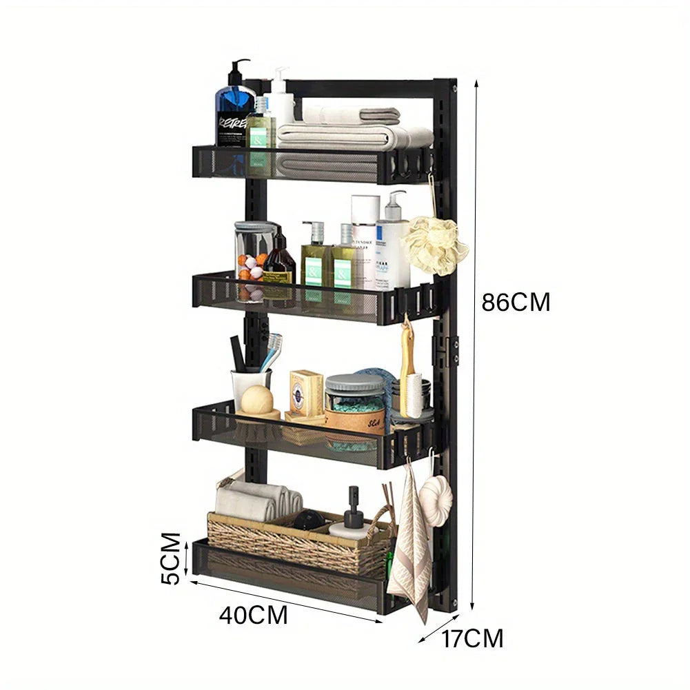 4-tier Shower Caddy - Over-the-door & Wall-mountable Organizer with Hooks, Dual-use (adjustable Height... - House Of Avana