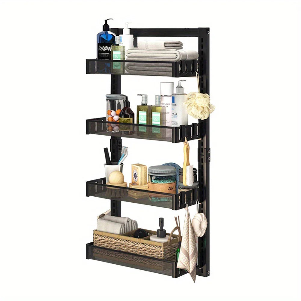 4-tier Shower Caddy - Over-the-door & Wall-mountable Organizer with Hooks, Dual-use (adjustable Height... - House Of Avana