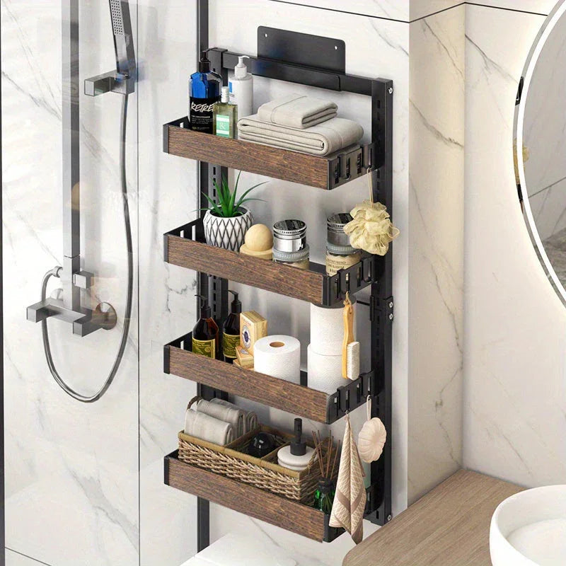 4-tier Shower Caddy - Over-the-door & Wall-mountable Organizer with Hooks, Dual-use (adjustable Height... - House Of Avana