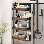 4-tier Shower Caddy - Over-the-door & Wall-mountable Organizer with Hooks, Dual-use (adjustable Height... - House Of Avana