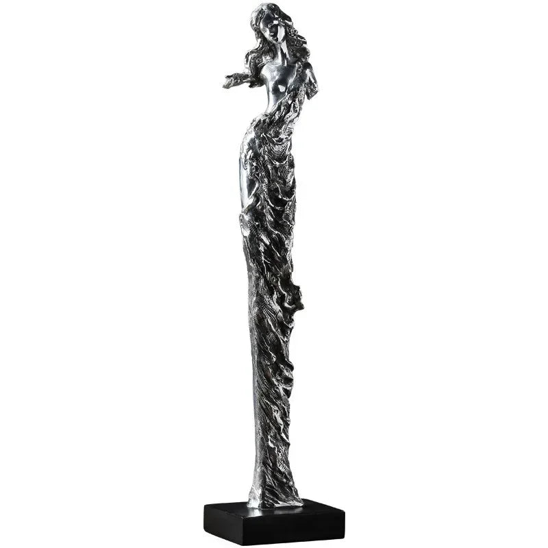 Retro Resin Electroplate Abstract Girl Sculpture Creative Living Room TV Cabinet Bookshelf Ornaments Home Decorations - House Of Avana