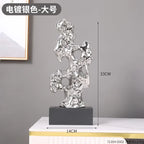 Resin Ornaments Gold Hollowed Out Stone Statue Taihuite Coral Sculpture Decorative Figurines Home Decoration Accessories - House Of Avana