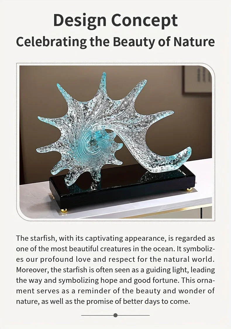 Elegant Starfish-shaped Resin Ornaments - Luxurious Home Decor for Living Room, Office, or Tv Stand |... - House Of Avana