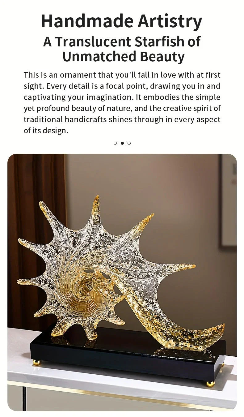 Elegant Starfish-shaped Resin Ornaments - Luxurious Home Decor for Living Room, Office, or Tv Stand |... - House Of Avana