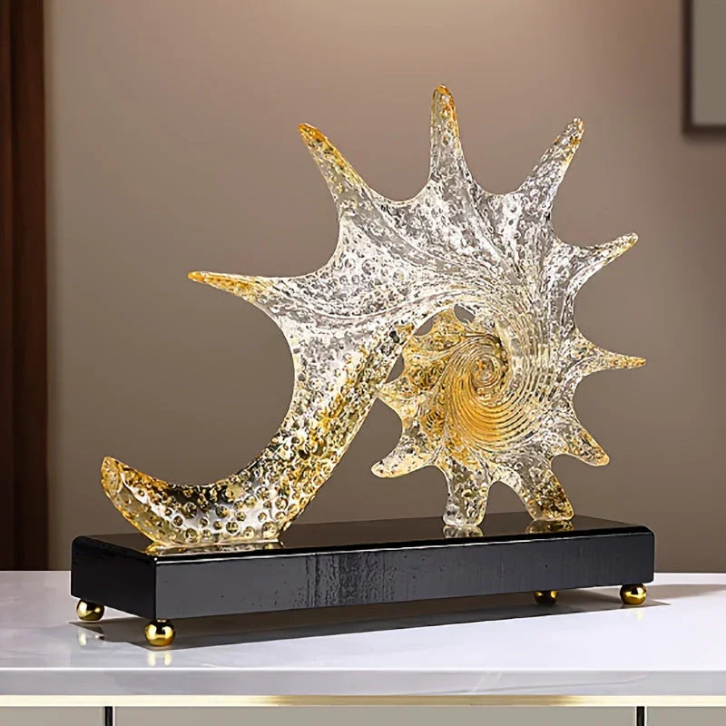 Elegant Starfish-shaped Resin Ornaments - Luxurious Home Decor for Living Room, Office, or Tv Stand |... - House Of Avana