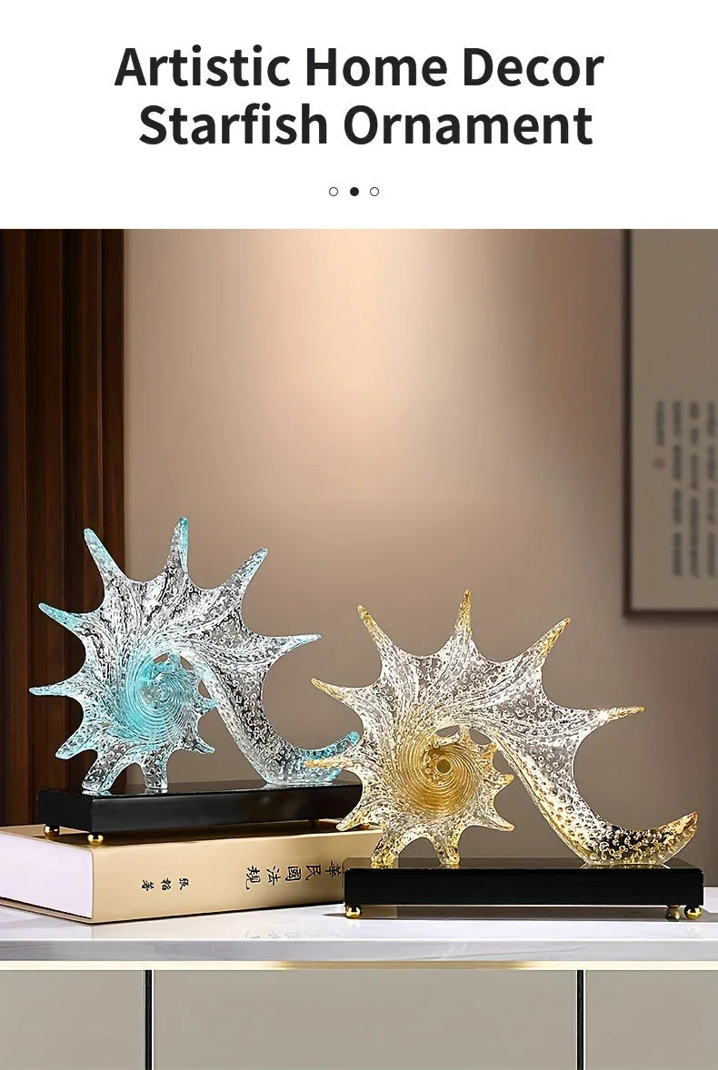 Elegant Starfish-shaped Resin Ornaments - Luxurious Home Decor for Living Room, Office, or Tv Stand |... - House Of Avana