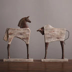 Creative Resin Ornaments the Horse Horse Simulated Animal Sculpture Wood Grain Road Handmade Arts Crafts... - House Of Avana