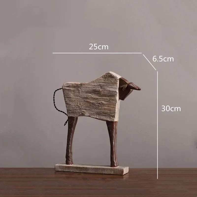 Creative Resin Ornaments the Horse Horse Simulated Animal Sculpture Wood Grain Road Handmade Arts Crafts... - House Of Avana