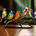 2d Stained Birds-on-branch Household Metal Table Decor Home Ornaments, front view - House Of Avana