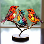 2d Stained Birds-on-branch Household Metal Table Decor Home Ornaments, close-up view - House Of Avana