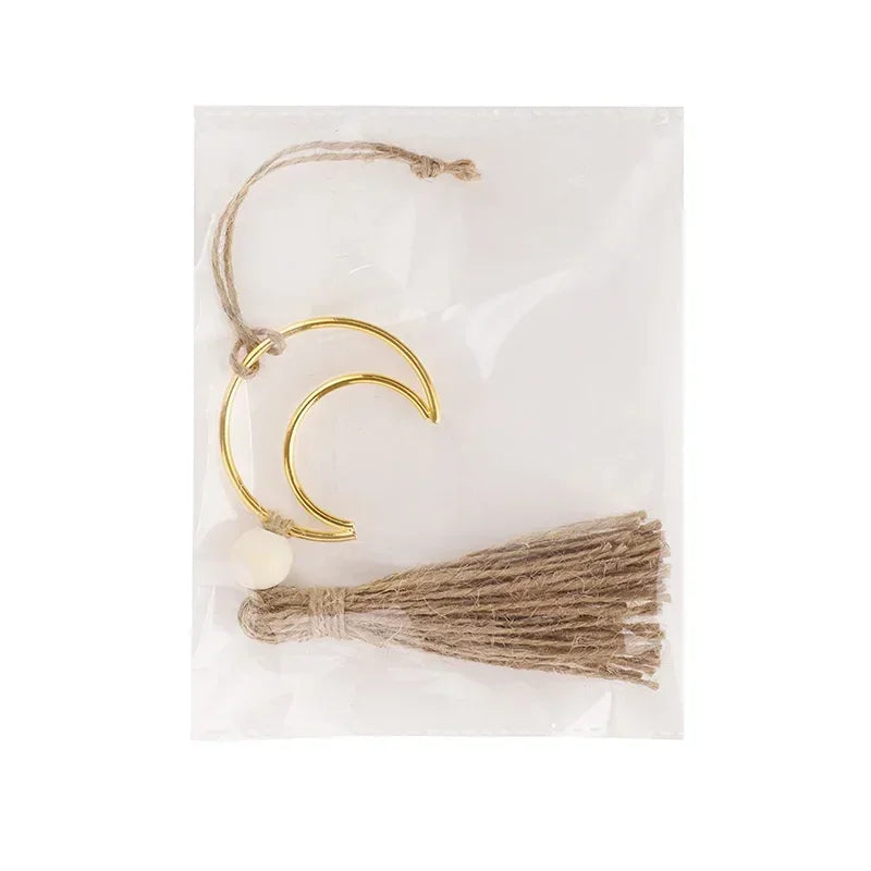 Ornament - Wooden Beads Moon Tassel Wall Decor