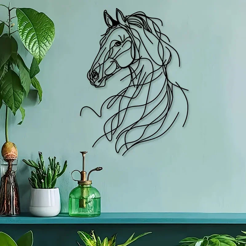 The Charm of the Countryside, an Astonishing Metal Horse Silhouette - 15.75 Inch Outdoor Garden and... - House Of Avana