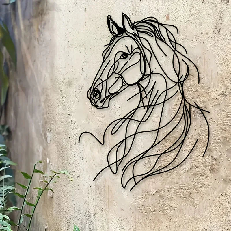 The Charm of the Countryside, an Astonishing Metal Horse Silhouette - 15.75 Inch Outdoor Garden and... - House Of Avana