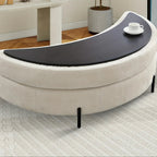 47.2"W Half Moon Storage Ottoman, Upholstered Storage Bench Reversible With Tray And Metal Legs For Living Room, Entryway House Of Avana [[SKU:HOA-OTT-401]]