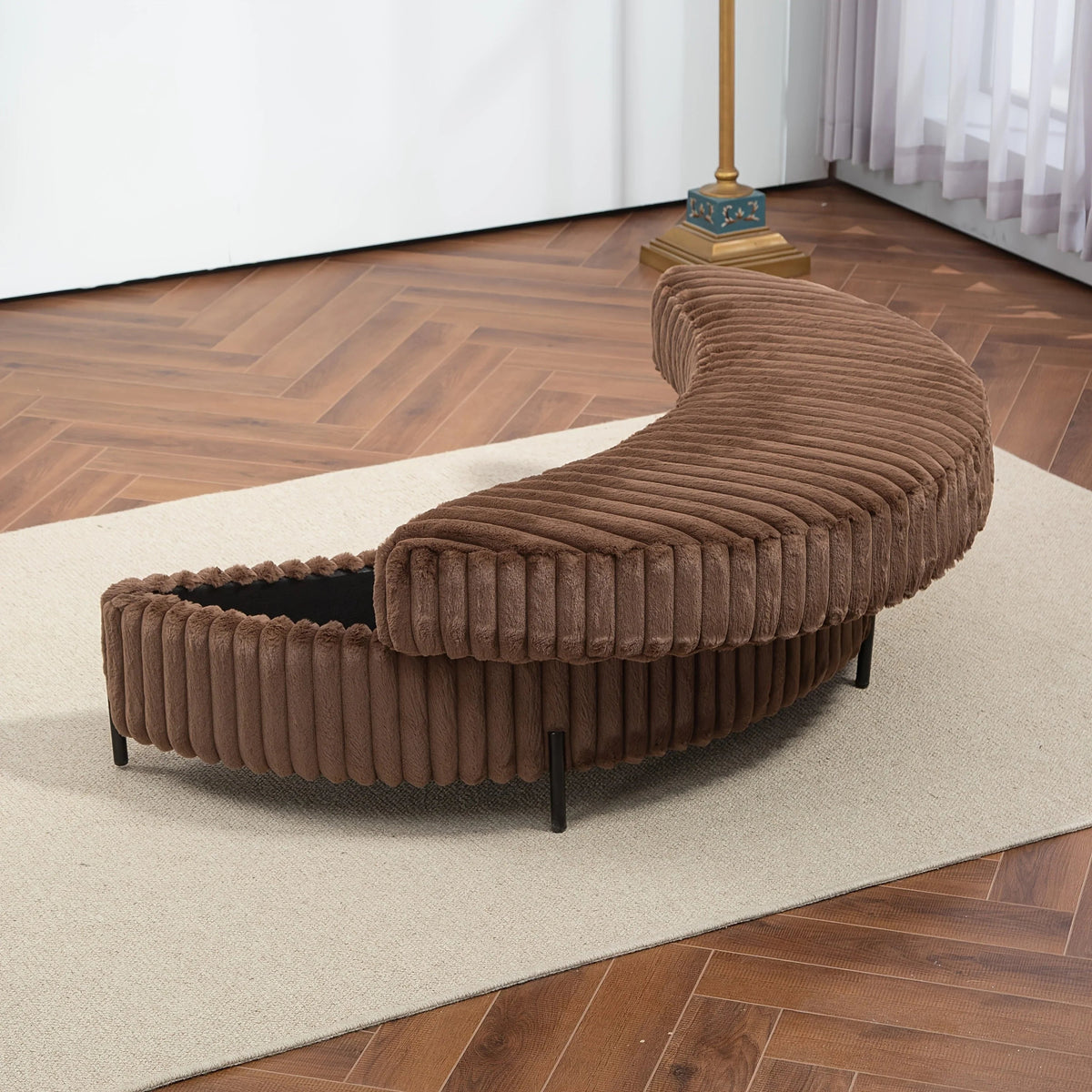 47.2"W Half Moon Storage Ottoman, Upholstered Storage Bench Reversible With Tray And Metal Legs For Living Room, Entryway House Of Avana [[SKU:HOA-OTT-401]]