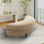 47.2"W Half Moon Storage Ottoman, Upholstered Storage Bench Reversible With Tray And Metal Legs For Living Room, Entryway House Of Avana