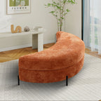 47.2"W Half Moon Storage Ottoman, Upholstered Storage Bench Reversible With Tray And Metal Legs For Living Room, Entryway House Of Avana