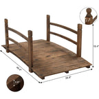 Outdoor 4-ft Wooden Garden Bridge in Rustic Brown Wood Finish