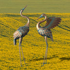 33-37in Outdoor Copper Crane Garden Statue Set - House Of Avana