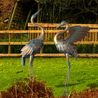 33-37in Outdoor Copper Crane Garden Statue Set - House Of Avana