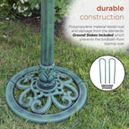 Outdoor Garden Bird Bath Bowl with Stand in Green Bronze Finish