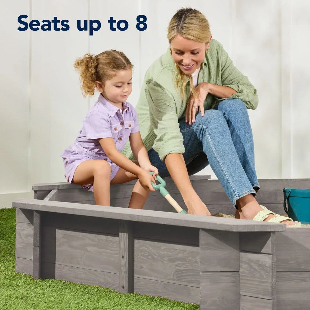 Outdoor Kid's Octagonal Sandbox in Grey Wood Finish