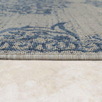 Outdoor Rug Blue Beige Oriental Design Floral Pattern Balcony Living Room RugYourHome