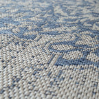 Outdoor Rug Blue Beige Oriental Design Floral Pattern Balcony Living Room RugYourHome