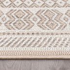 Outdoor Rug for Patio or Balcony Modern flatweave Boho ornaments in Cream Beige RugYourHome