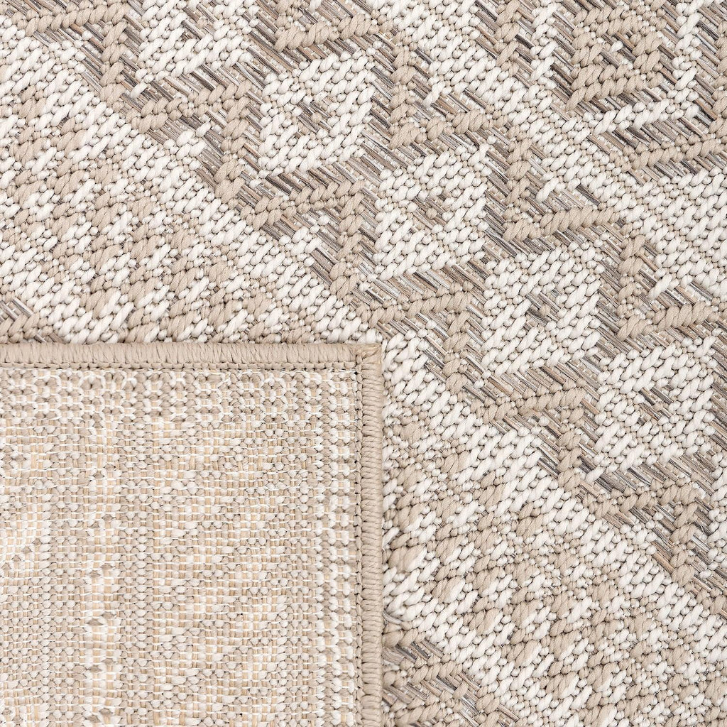 Outdoor Rug for Patio or Balcony Modern flatweave Boho ornaments in Cream Beige RugYourHome