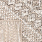 Outdoor Rug for Patio or Balcony Modern flatweave Boho ornaments in Cream Beige RugYourHome