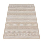 Outdoor Rug for Patio or Balcony Modern flatweave Boho ornaments in Cream Beige RugYourHome